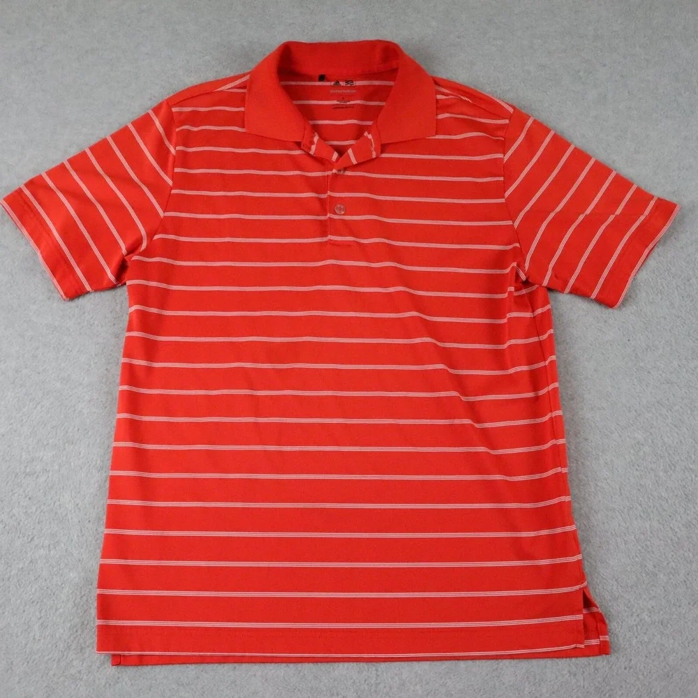 Adidas Golf Polo Shirt‎ Mens Small Puremotion Red Striped Short Sleeve